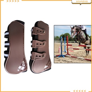Horse Adjustable Front Hind Horse Leg Boots PU Protection Wrap Riding, Horse Leg Boots Brace Guard for Horse Exercise Training, Jumping