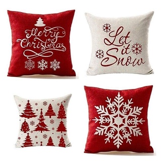Snowflake Print Pillow Covers Throw Pillow Case Cushion Cover Xmas Tree Christmas