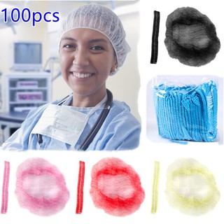 100pcs Disposable Hair Net Cap Non Woven Anti-static Hat Elastic Head Cover