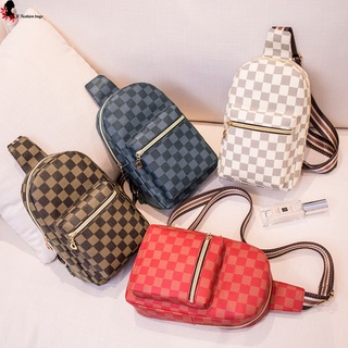 sling bag for women✙JC Fashion lattice Chest Bag Wild Shoulder men and