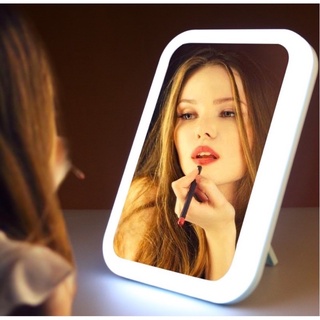 Abc shop#rechargeable light mirror smart LED touch screen makeup mirror tabletop portable