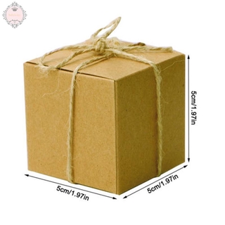 50PCS Kraft Paper Square Candy Boxes Wedding Party Gift Favor String Tags Box (4)