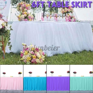 6ft Tutu Tulle Table Skirt Tableware Table Cloth Rectangle Round Table for Party ouyou2020