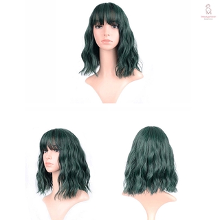 Pastel Wavy Wig With Air Bangs Women Short Bob Wig Curly Wavy Shoulder Length Cosplay Wig for Girl Colorful Costume Wigs