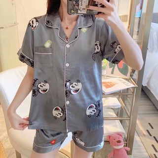 Simulation silk short-sleeved shorts suit home service
