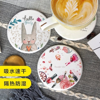 Japanese style round diatomite cup mat suction pad thermal insulation diatom mud tea cup mat fresh heat insulation quick drying coaster soap