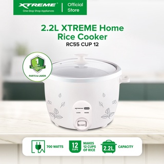 XTREME HOME 2.2L Rice Cooker Galvanized Body Tempered Glass Lid without Steamer [RC55 CUP 12]