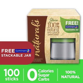 NATURALS STEVIA 100 Sticks With FREE Luminarc Stackable Jar