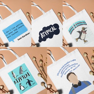 Atypical Series Design Print Canvas Tote Bag 13x15" (1)