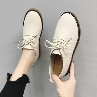 korean shoes Ins British style leather shoes for women add 1 size