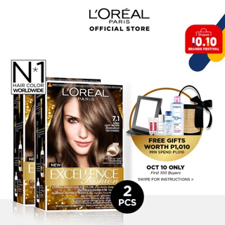 Set of 2: Excellence Fashion Ash For All Haircolor by L'Oréal Paris in 7.1 Beige Light Br.