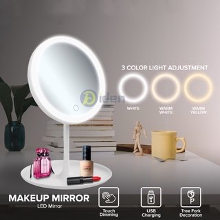 LED Makeup Mirror Rechargable Vanity Mirror with 3 Lights Desktop Adjustable 90 Rotation Folding