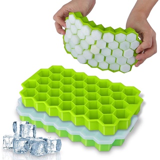 JHVN Ready Stock Ice Tray with Lid 37 Cell Honeycomb Shape Silicone Ice Cube Molder