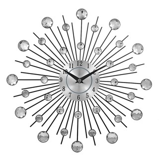 Crystal Metal Wall Clock Home Art Decor Diameter 13 inch