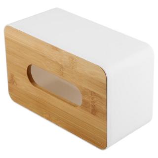 Bamboo/Wood Cover Plastic Tissue Box Holder Organizer (8)