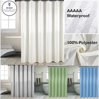 Premium 180*180Cm Shower Curtain Striped Plain Color Waterproof Bathroom Shower Curtain Free Hooks
