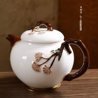Tangyue kiln Xilinmen sheep Jade teapot Dehui white jade porcelain teapot handmade household kung fu