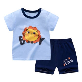 Readystock Terno For Kids Boy Cotton Baby Boy Clothes Summer Fashion Kids Terno Cartoon Short Sleeve Suit Pajama For Kids COD