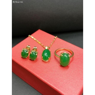 ❉✺SGI fashion jewelry 24k bangkok Thailand gold plated jade stone 3in1 set for women Kwentas (1)