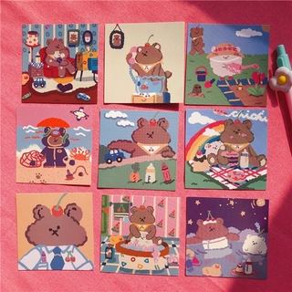 9 Sheets/lot Cute Soft Bear Card Graph Wall Decoration Poster Hand Account Book Postcard Korean Photo Props Decorative Sticker