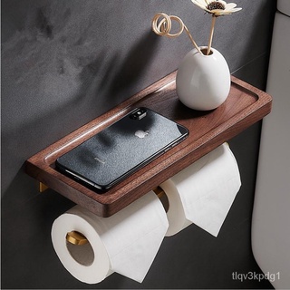 Bathroom Accessories Paper Holder Gold and Walnut Wood Paper Towel Holder Tissue Rack Toilet Paper H (5)