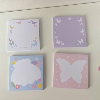 Steve 50pcs Non-Sticky Student Butterfly Shell Memo Pad Portable Sticky Notes Korean Ins Cute Notepad