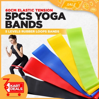 5pcs/set 60cm Elastic Tension Resistance Bands 5 Levels Rubber Loops Bands Yoga Bodybuilding Muscle