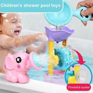 1 Set Fun Bath Toy Shower Spray +Water Waterwheel Bathtub For Bathroom Kids Z0U2