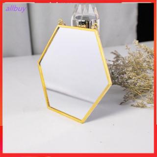 allbuy] Nordic Minimalist Home Decoration Geometric Shape Gold Brass Hexagonal Mirror (5)