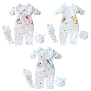5PCS Newborn Infant Baby Cartoon Outfits Set Sleepwear Suit Clothes