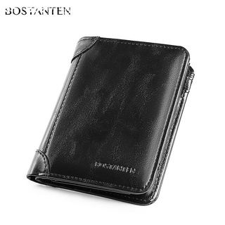 Long Wallets✧BOSTANTEN men's leather multi-function long wallet with multi-card slot folding + box (1)