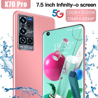 2021 VIV0 Original X60 pro smart Android phone 7.5inch Full screen 12+512G HAUWEI Cheap Gaming phone