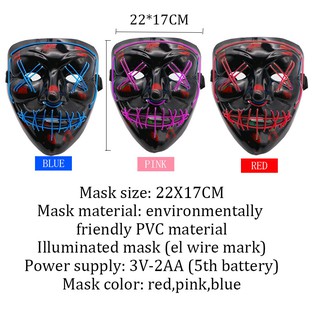 3 colors Halloween Mask LED Light Up Funny Masks Festival Cosplay Costume Supplies Party Mask (2)
