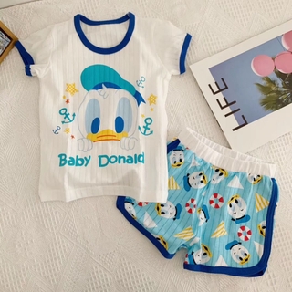 LOK02861 Baby Breathable Cotton Pajama Sleepwear Short-sleeved Tops + Shorts 2PCS/Set Terno For Kids Girls Boys 0-7 Years (5)