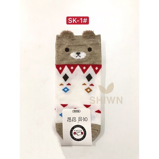 #W02-7 Korean cartoon animal print cute socks （1 pairs） (3)