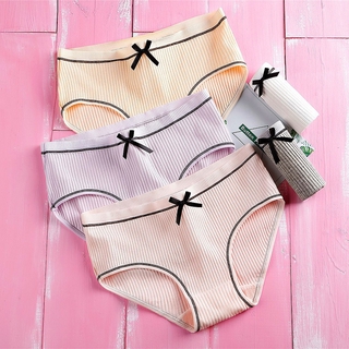 Cotton Candy Color Bowknot Breathable Solid Underwear
