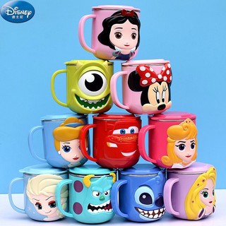 270ml Disney Children's Water Cup Home Stainless Steel Cup With Lid Drinking Utensils Cup Kids