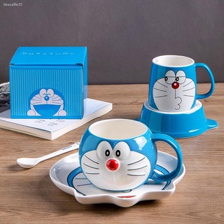 Hindi mahal✙❦❇Doraemon water cup creative gift cute net red water cup with lid and spoon cartoon jin
