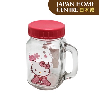 Hello Kitty Glass Drinking Jar With Lid 450ml [Japan Home]