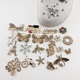 DIY Gems Pearl Jibbitz Set Jibbitz Metal Flower Butterfly for Women Crocs Bae Clog Shoes