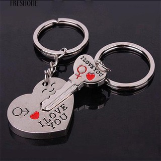 ♥1 Pair Heart Key Shape Couple Keychain Lover