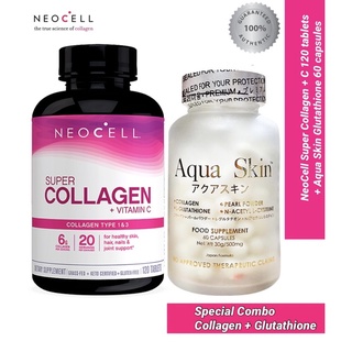 NEOCELL Special Combo: NeoCell Super Collagen +C 120 Tablets & Aqua Skin 60 Capsules