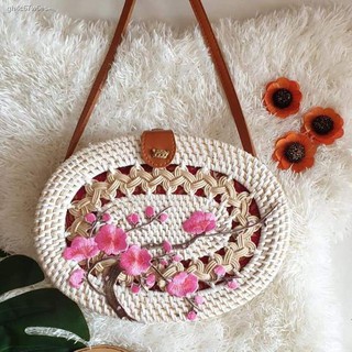 Big sale❈Oval pink blossom New Design, 100% AUTHENTIC BALI RATTAN BAG, FREE SHIPPING & COD! :)