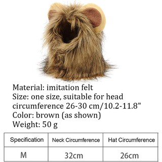 【Fast Delivery】Cute Pet Cat Costume Lion Mane Wig Pet Costume Lion Pet Cat Lion Hair Mane Ears Cap (2)