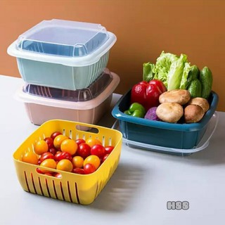 New 2 in 1 High Quality Plastic Fruit Organizer and Fruit Easy Drainer With Cover Strainer -KC19