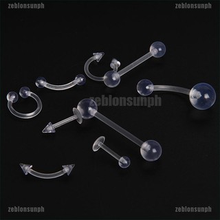 SUNPH 9pcs Clear Color Belly Navel Tongue Lip Rings Bars Studs Body Piercing Jewelry