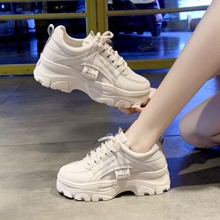 COD korean wedge shoes 2020 new female ins style autumn white shoes sponge thick bottom for student