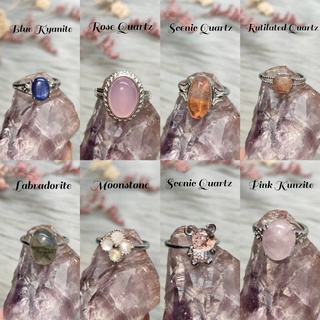 Crystal Rings 925 Silver Ring Moonstone/Labradorite/Rose Quartz/Pink Kunzite