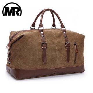 ❤MARKROYAL Canvas Leather Men Travel Bags Carry Luggage Bag Men Duffel Bag Handbag Travel Tote Weeke
