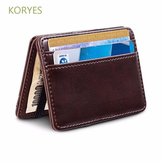 KORYES Slim Cash Holder Magic Money Pouch Leather Wallet Credit Card Ultra thin Small Mini Fashion Bank Card Purse/Multicolor